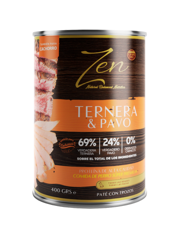 Lata Paté Trozos Ternera y Pavo de Zen