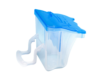 Comedero Tulipa pata transparente, tapa azul de Moldes Ave