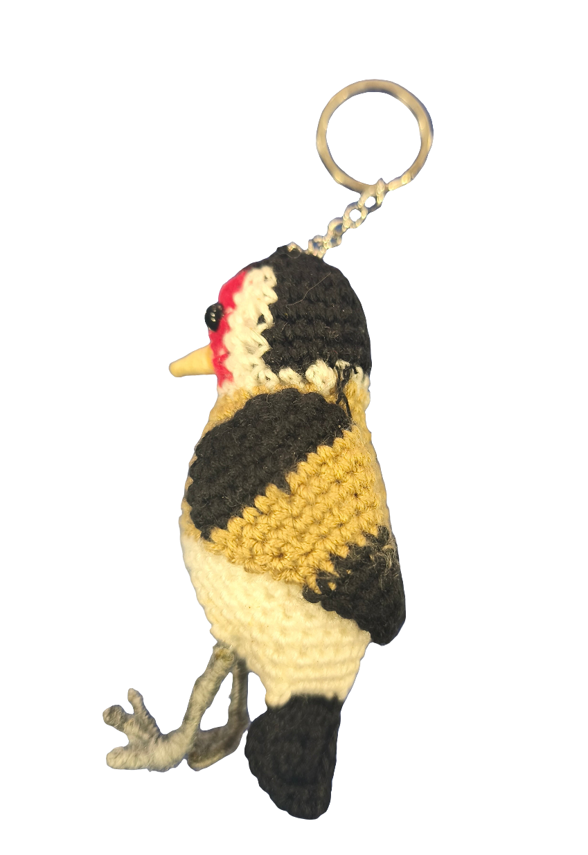Llavero crochet Jilguero con patas