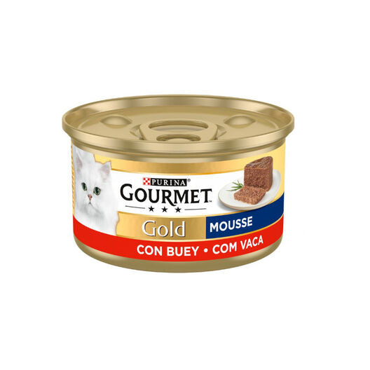 Lata Purina Gourmet Gold Mousse con Buey