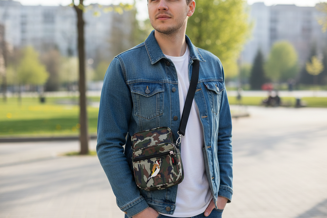 Bandolera Bolso de camuflaje con Jilguero