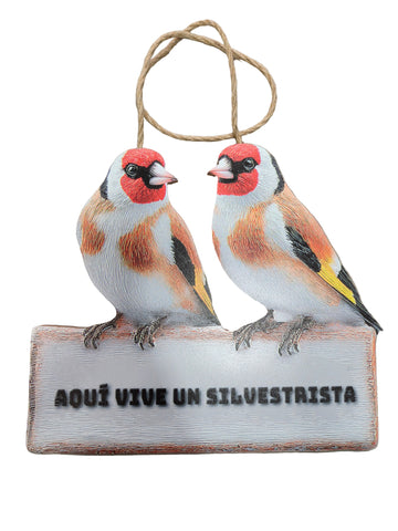 Cartel Pareja Jilguero "Aquí vive un Silvestrista "