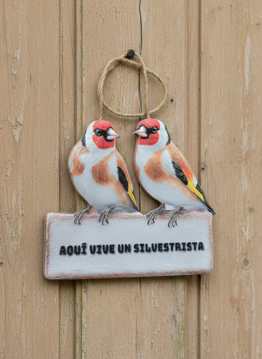 Cartel Pareja Jilguero "Aquí vive un Silvestrista "