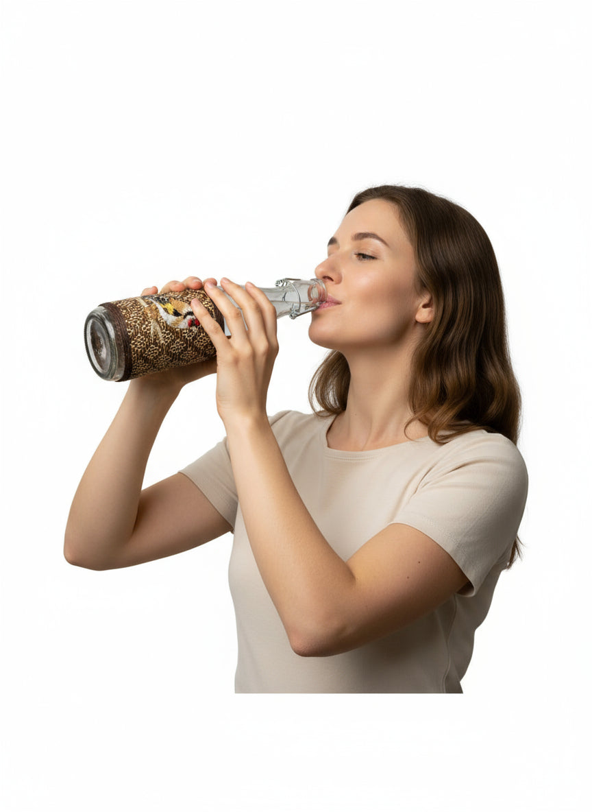 Botella cristal con Jilguero